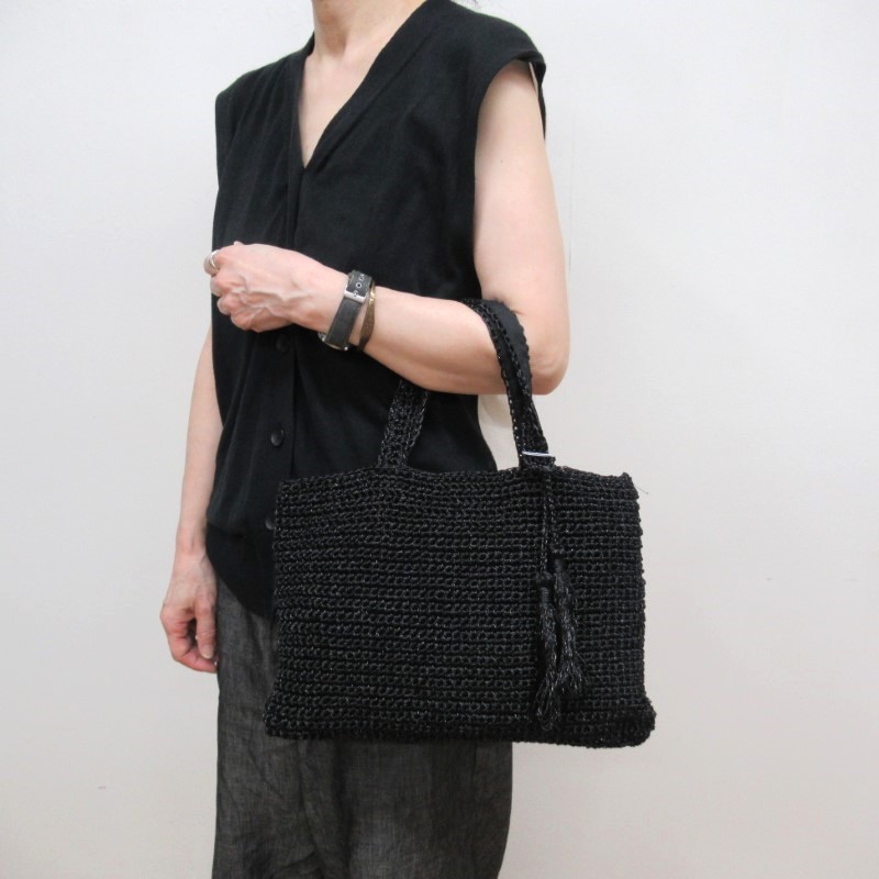 MID GIRL APPLIY タッセル付きメタリックヤーントート /BK#10